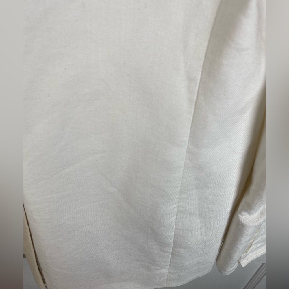 Veronica Beard Braeton Cream & Beige Double-Breasted Linen Dickey Blazer - Picture 3 of 10